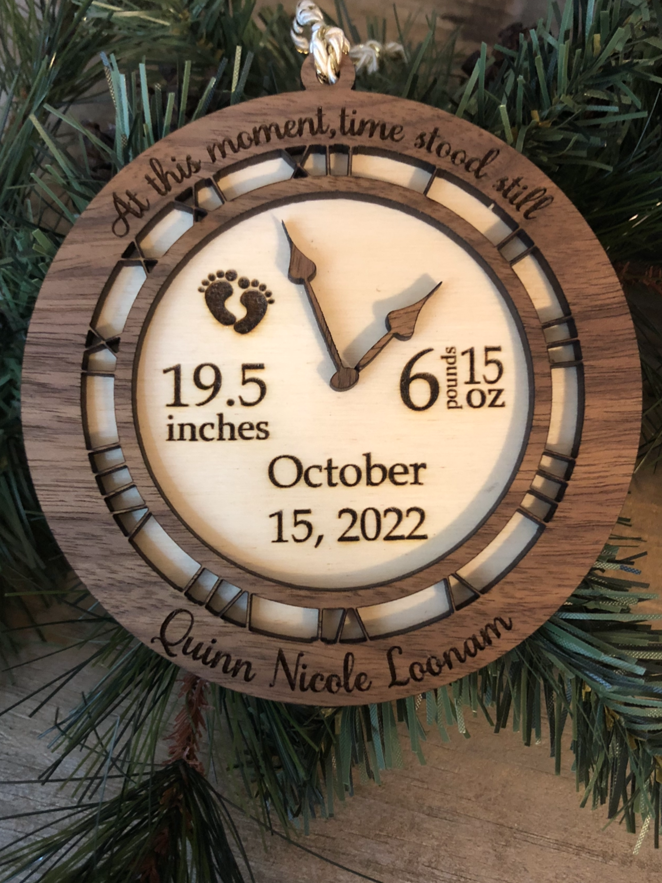 Baby Birth Stats Clock Ornament