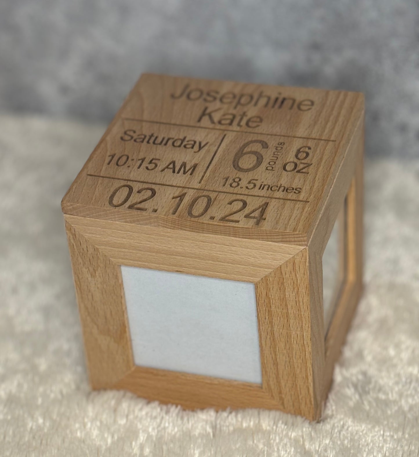 Birth Stats Photo Cube/Keepsake Box