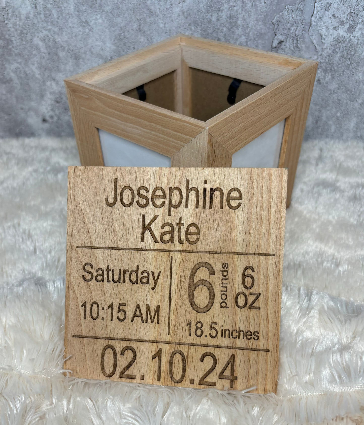 Birth Stats Photo Cube/Keepsake Box