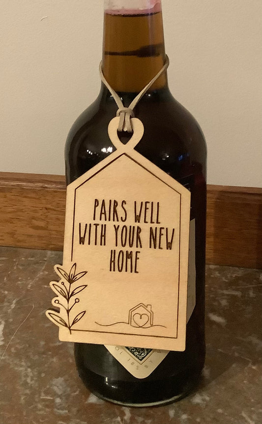New House wine bottle tags
